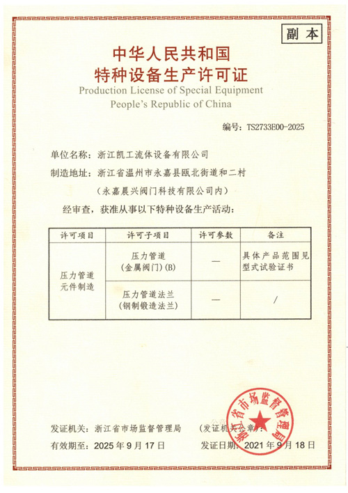 Special Equipment Production License